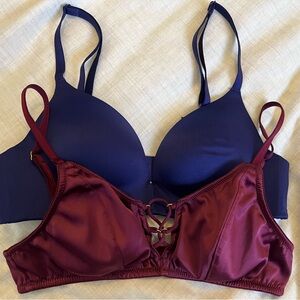 Victoria's Secret Navy and Burgundy Wireless Bra Bundle